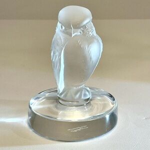 Signed Lalique France Crystal Falcon Bird of Prey Photo Holder Place Card Clip!